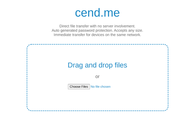 Cend is a Peer to Peer file sharing service that works in your browser