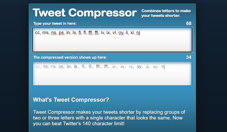 tweet compressor
