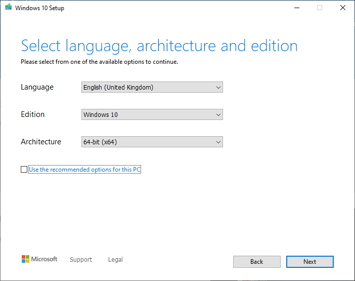 windows 10 la creación de medios de herramienta