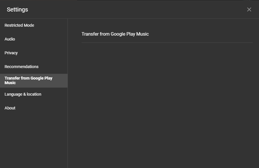 youtube music transfer settings