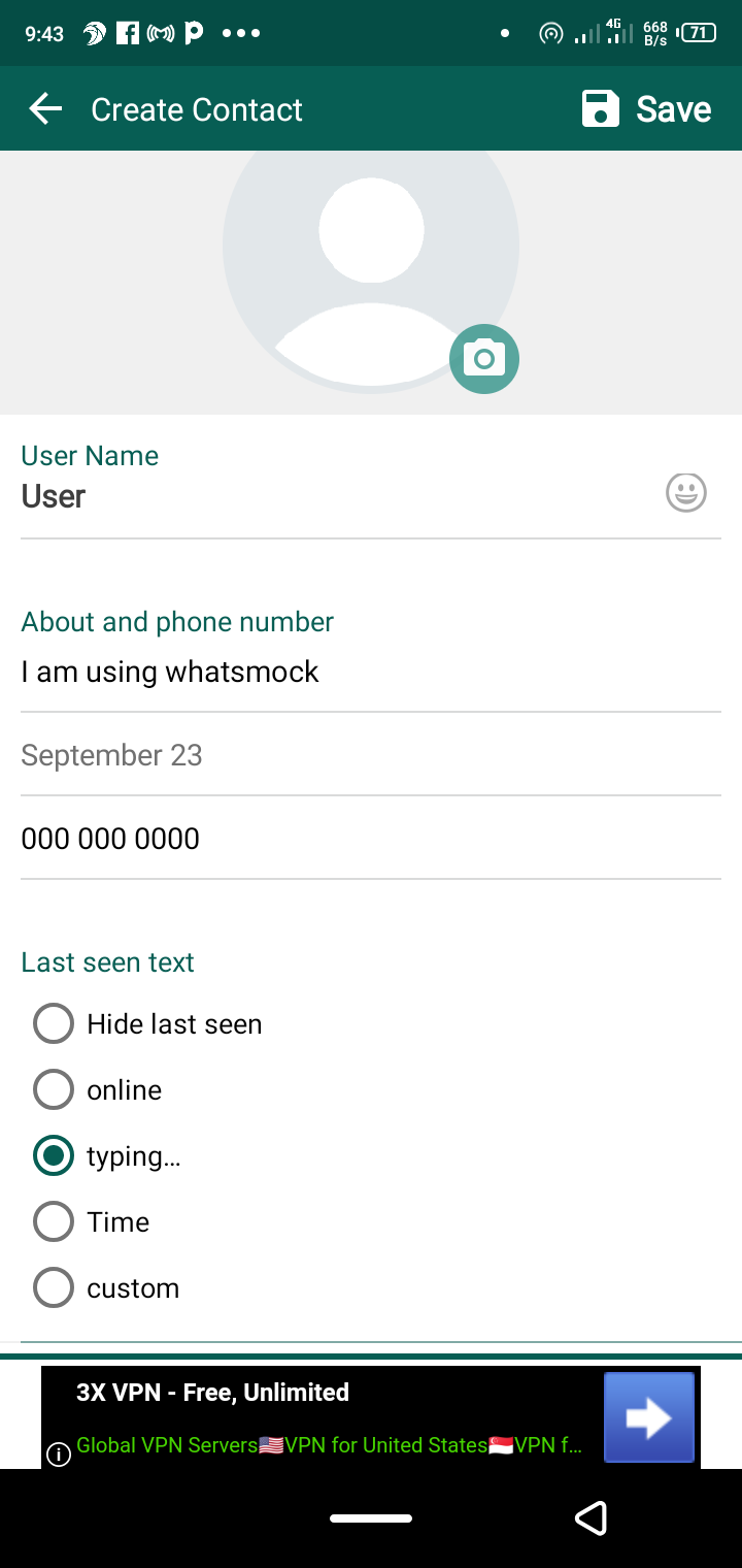 Add and edit contact with WhatsMock
