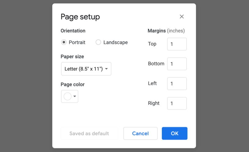 Change Margins-Google Docs
