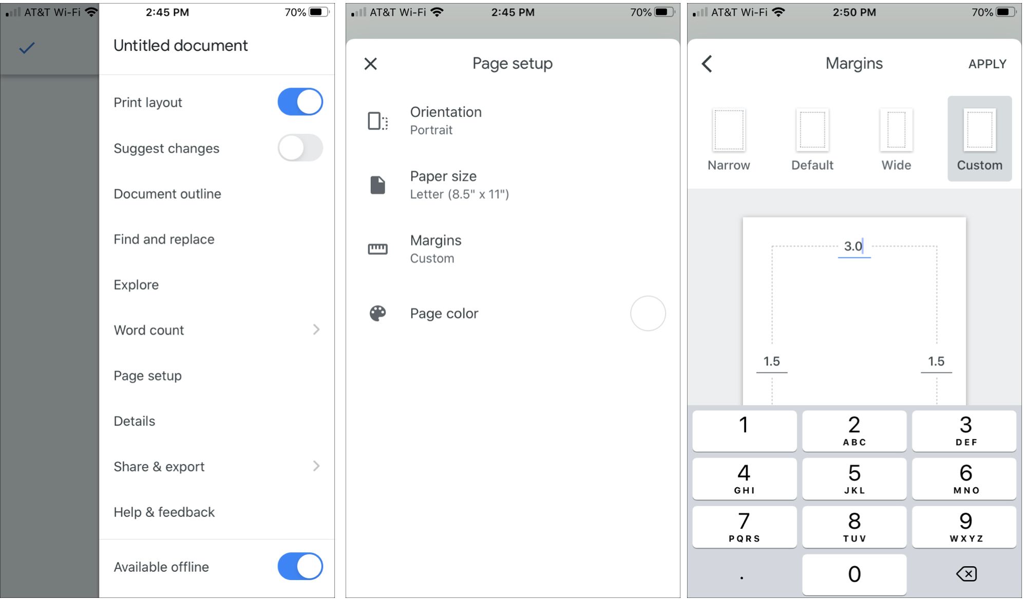 Change Margins Google Docs-iPhone