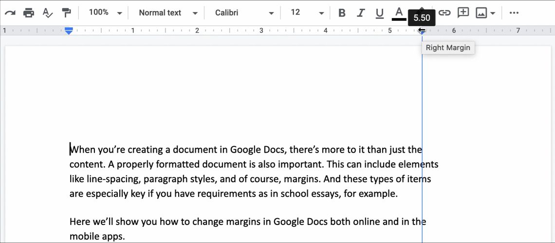 Change Right Margin-Google Docs