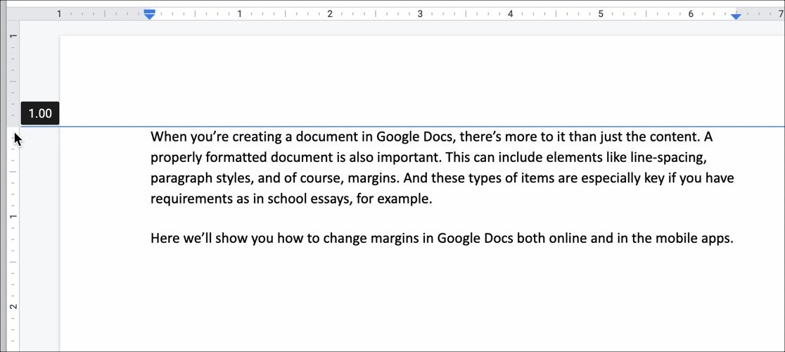 Change Top Margin-Google Docs