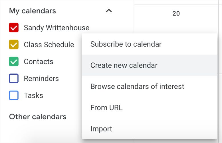 Create New Calendar-Google Calendar Online