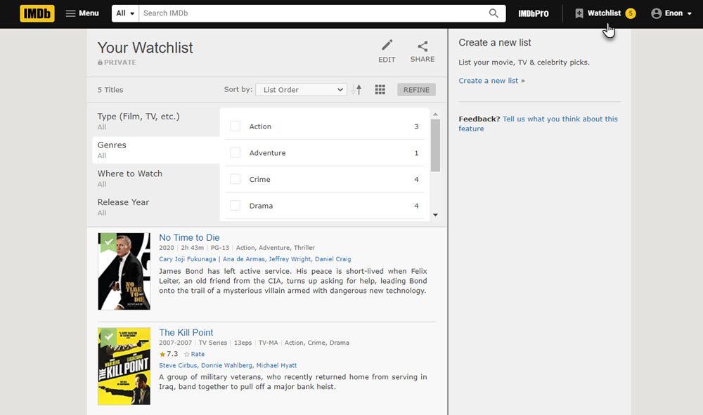 IMDb Watchlist Sign In Page