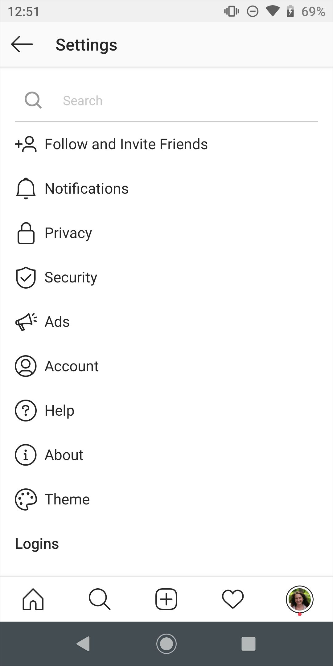 Instagram Settings Theme Android App