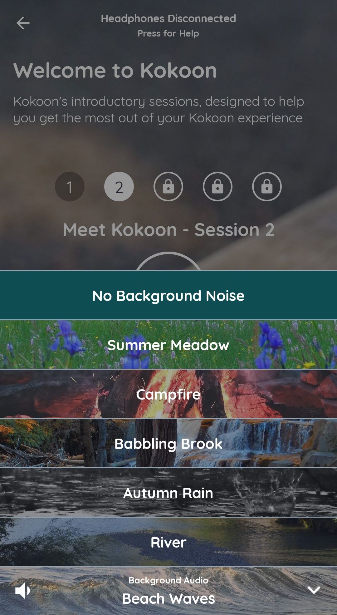 Kokoon Sleep Headphones Welcome to Kokoon Background Noise Settings