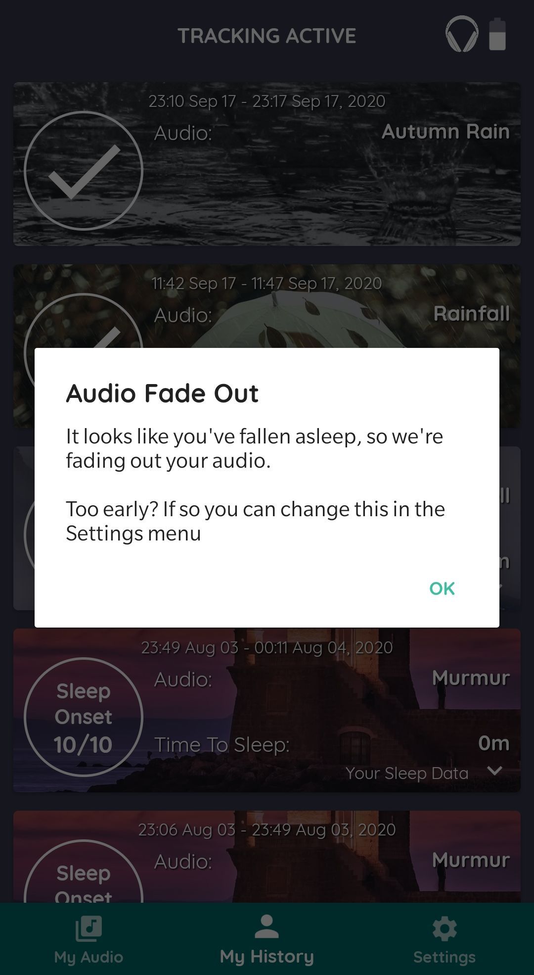 Kokoon Sleep Headphones Audio Fade Out Notification