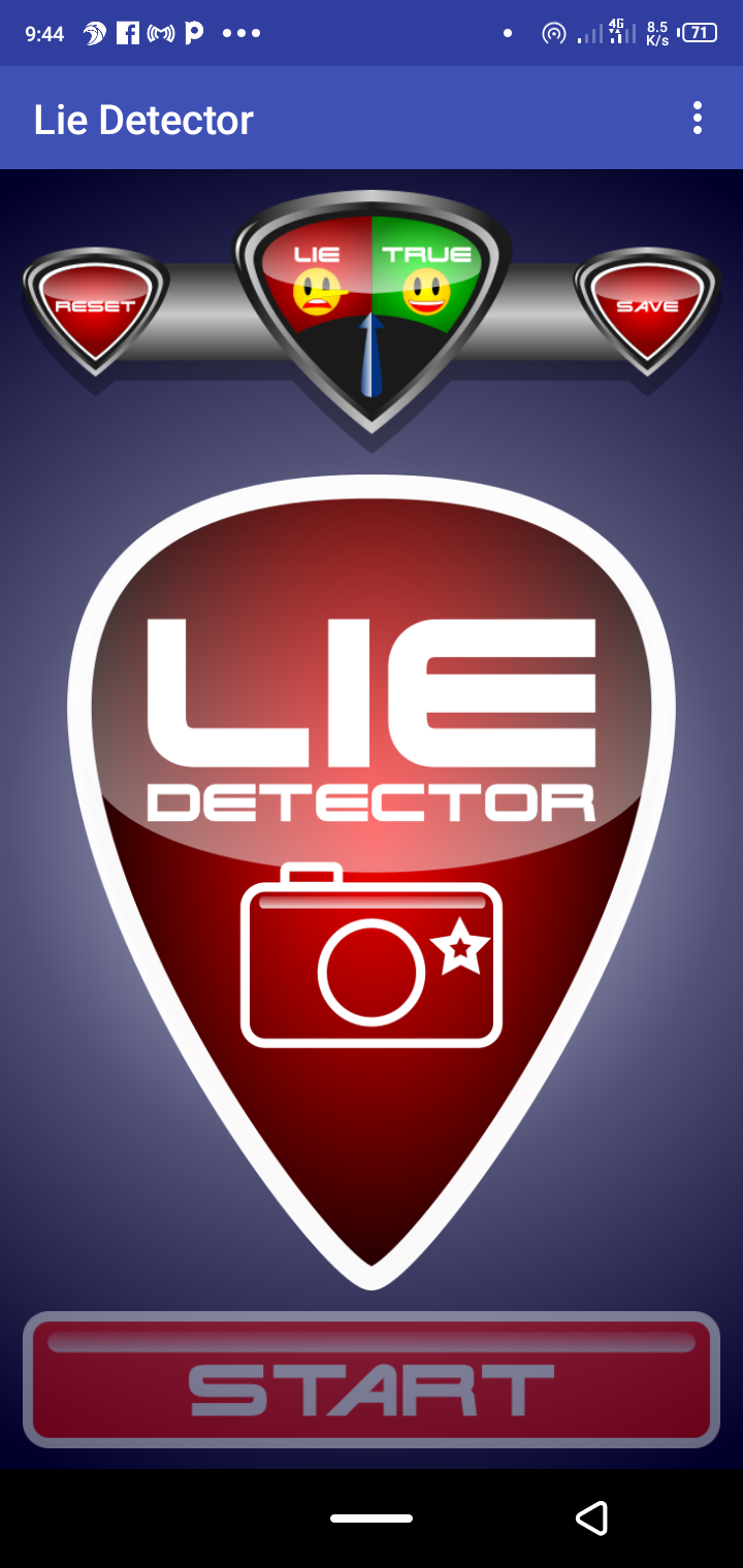 Lie detector face test simulator home screen