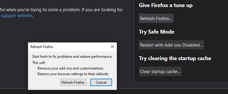 Restoring firefox to its factory settings