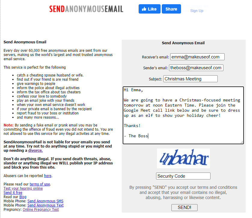 Send Anonymous Email Prank