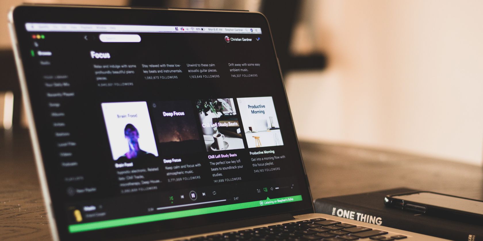 Spotify on a MacBook computer