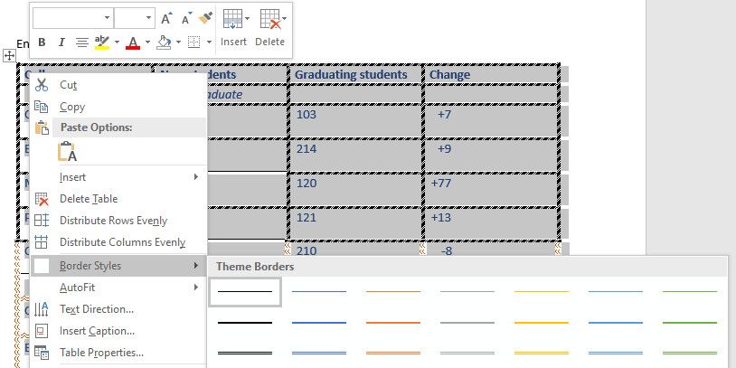 Styling each borderline without highlighting cells