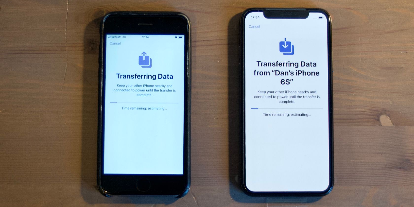 Transferring data progress bar on two iPhones