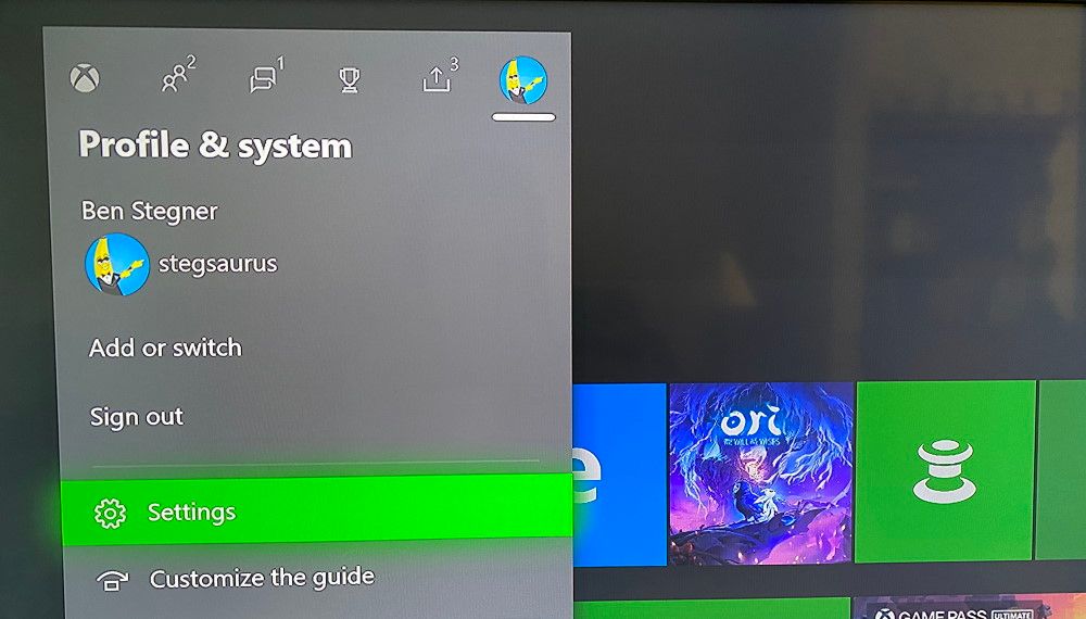 Xbox एक ओपन सेटिंग्स गाइड