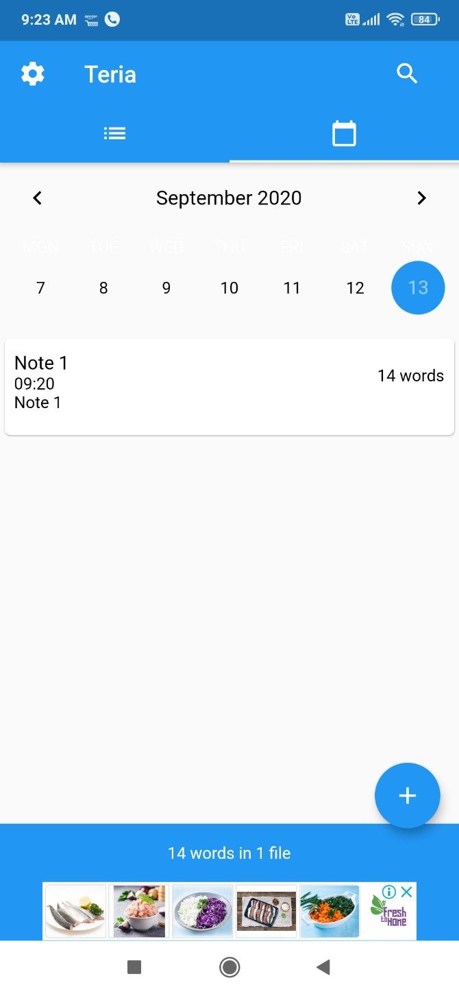 The calendar view of Teria is a new way to browse when you wrote notes, rather than a simple list
