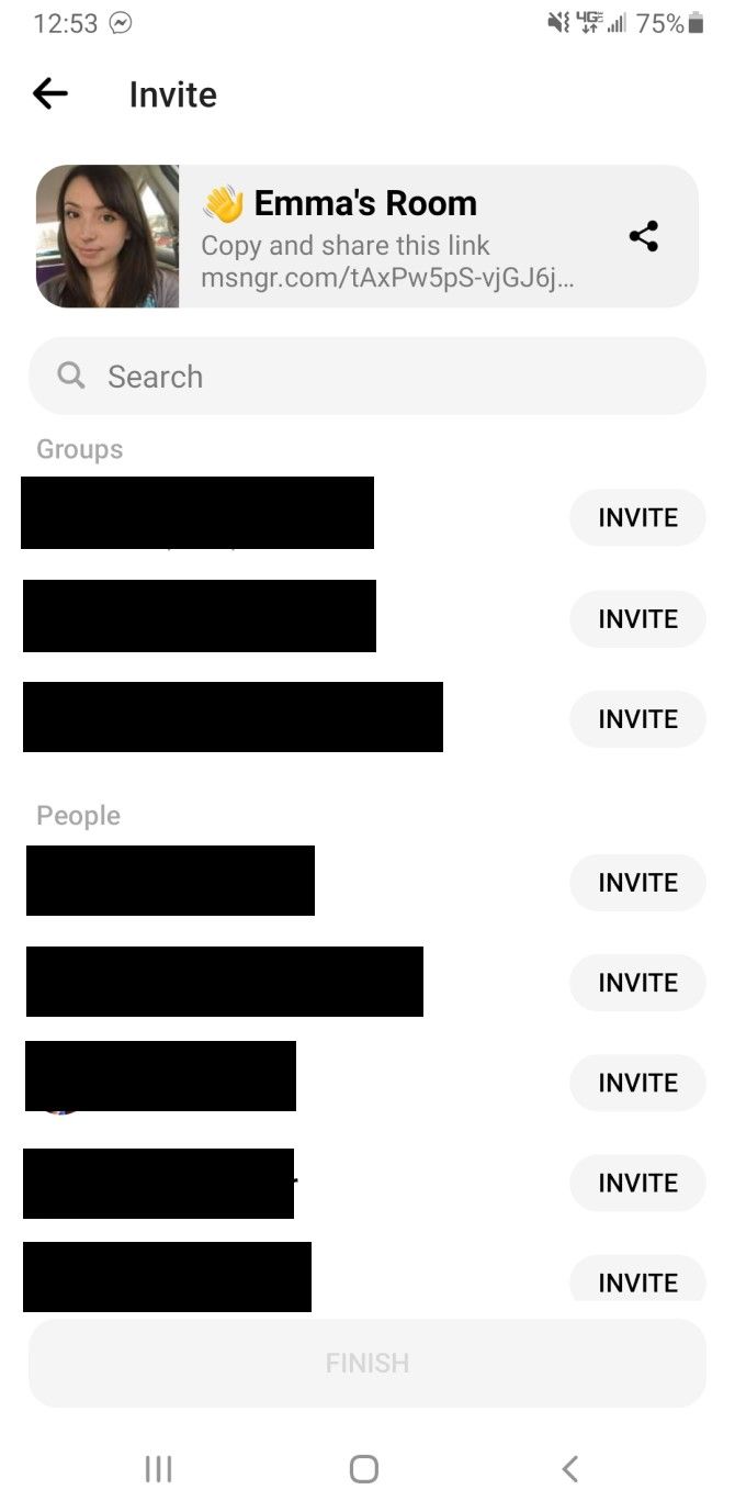Create Messenger Rooms App Invite List