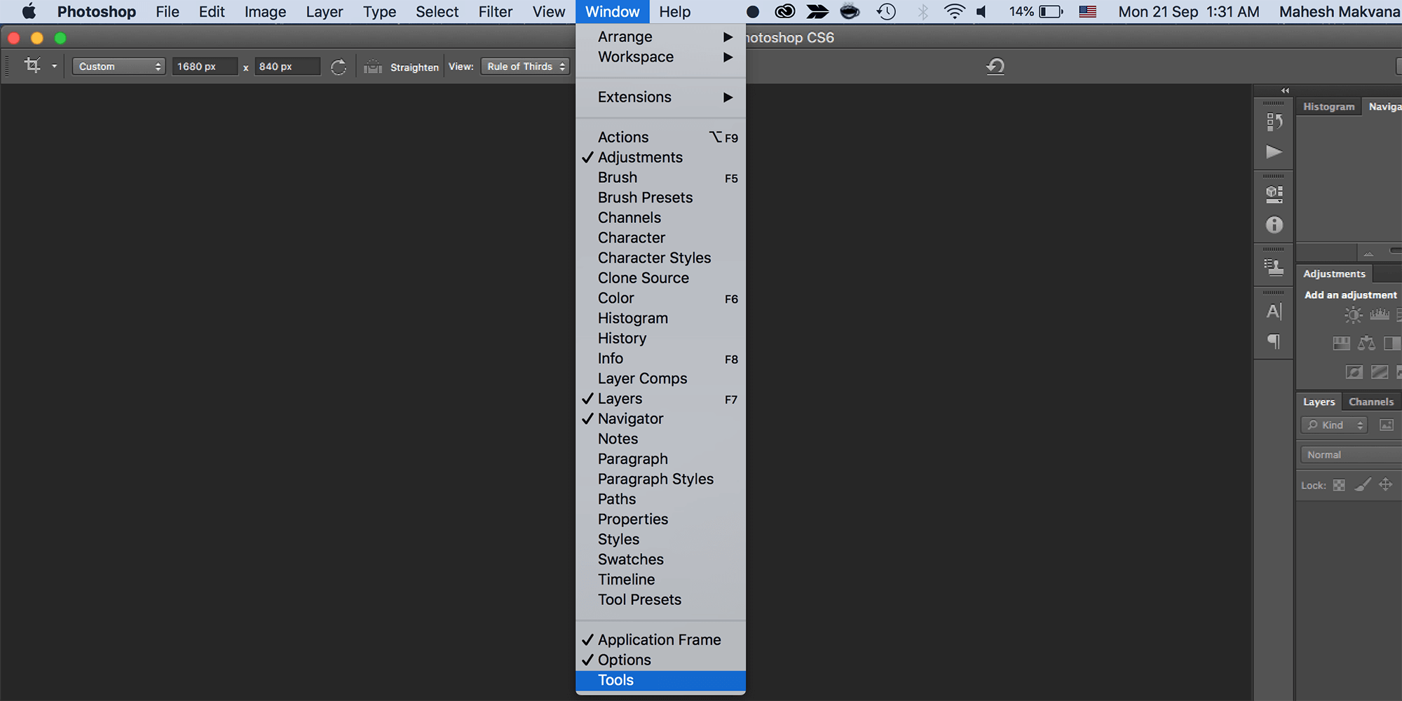 enable tools in photoshop