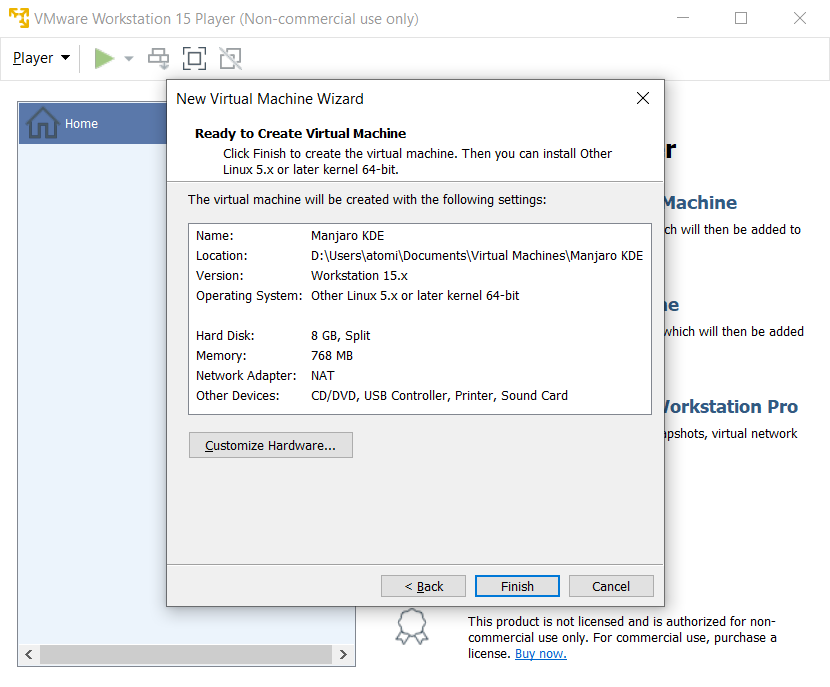 Confirme los detalles y cree su máquina virtual Linux