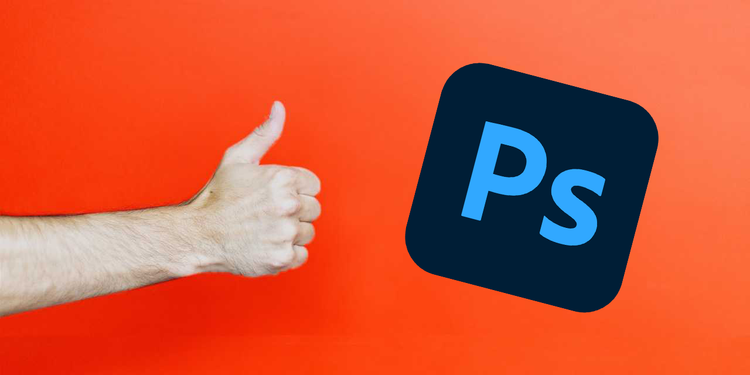 adobe photoshop icon with a thumbs up