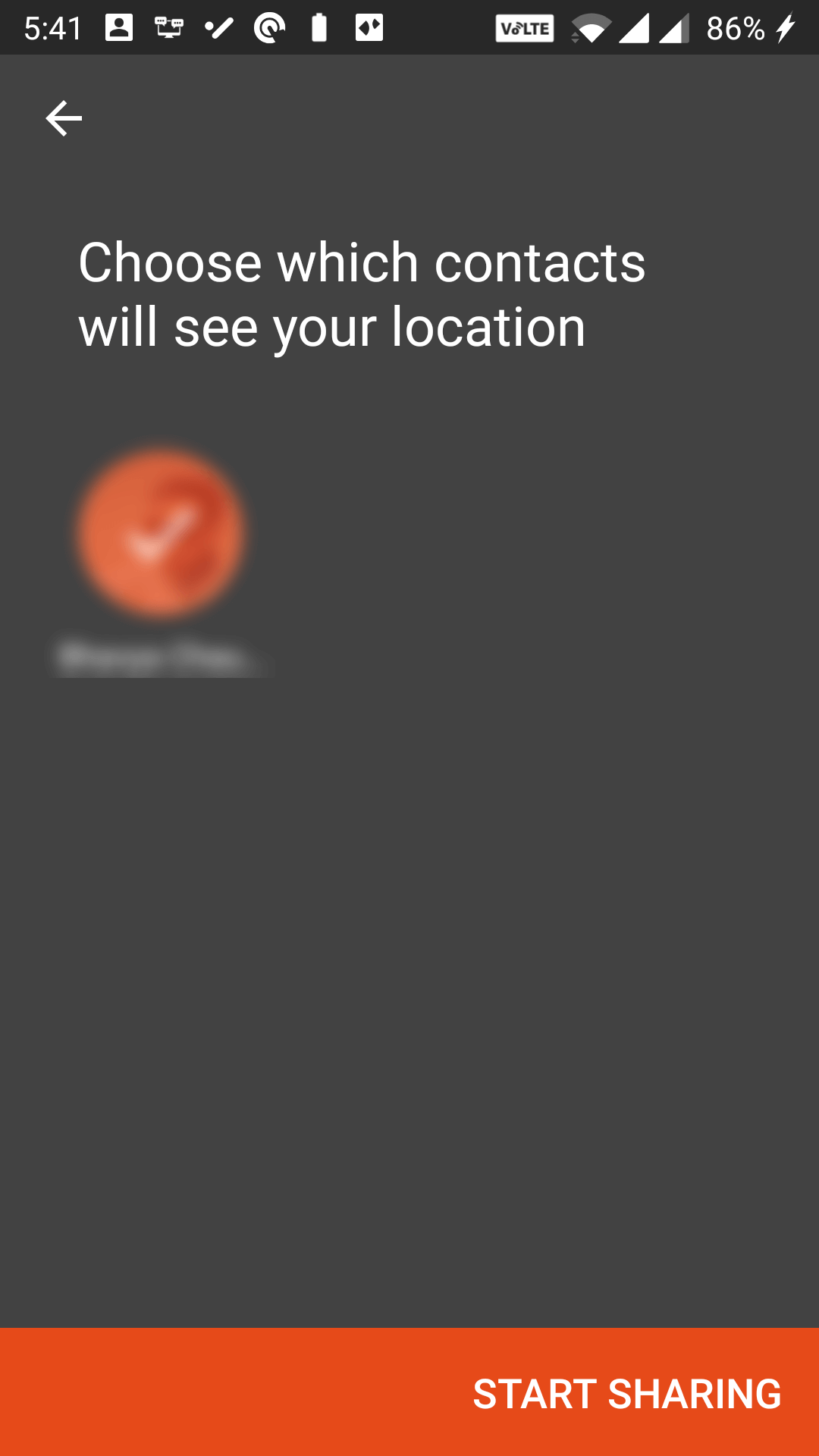start sharing location with trusted contacts