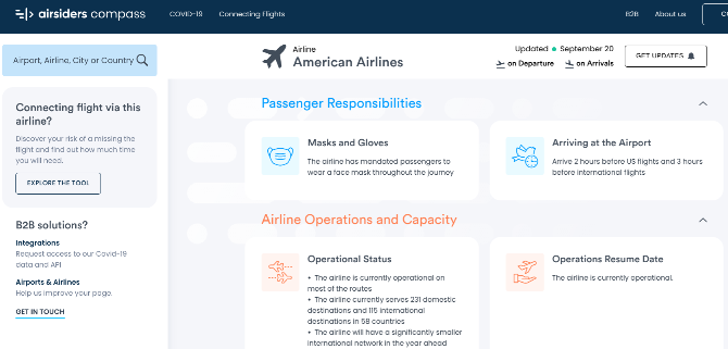 Airsiders Compass tells you the updated rules and regulations for any airline (or airport) during COVID-19