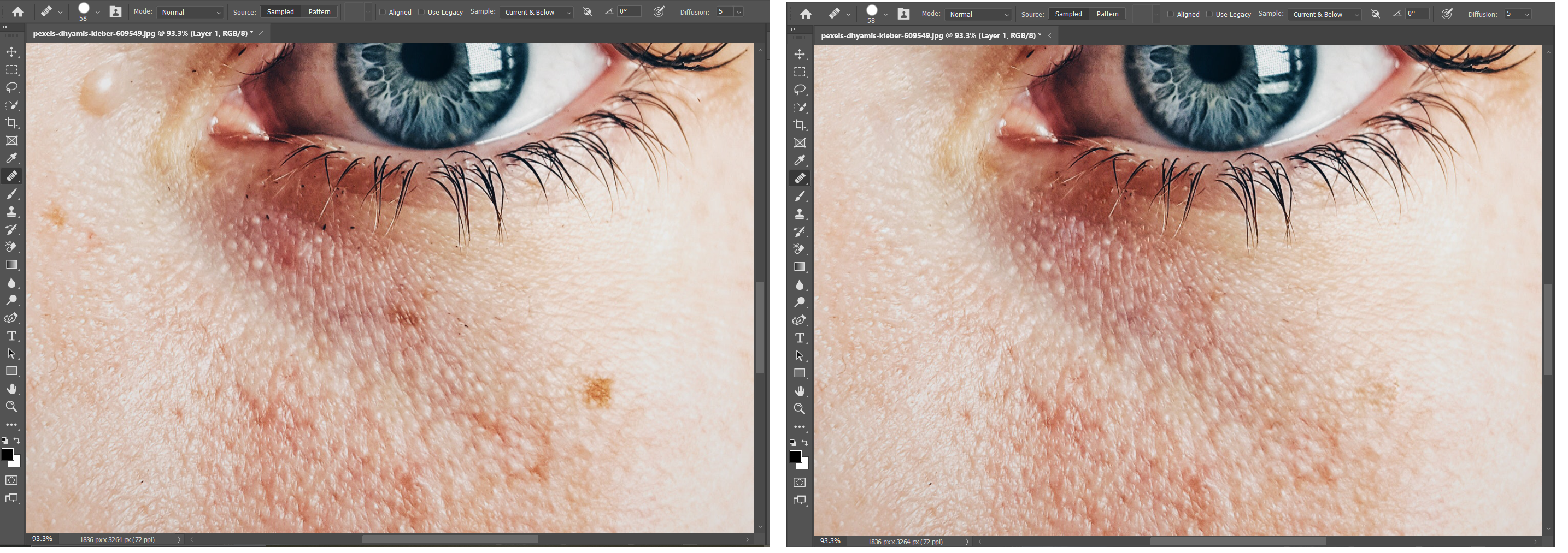 Close up of a woman's eye in Photoshop