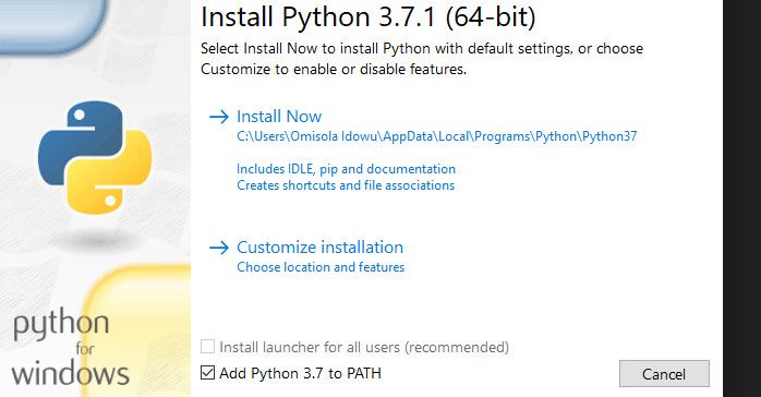 Adding python to path automatically during installation