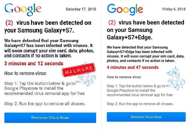 Fake Virus Popups on Android