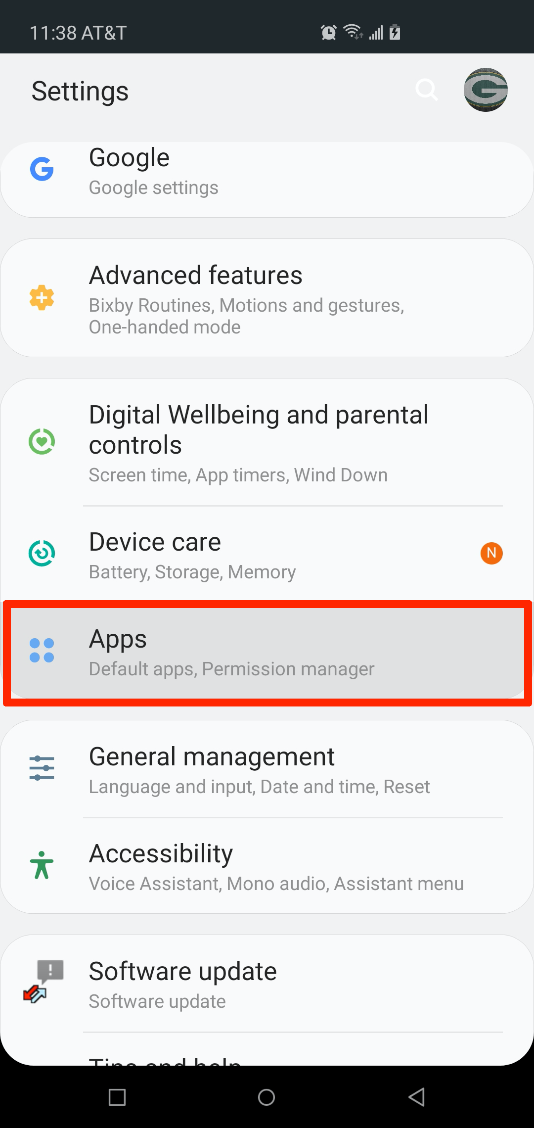 Android Settings Menu Apps