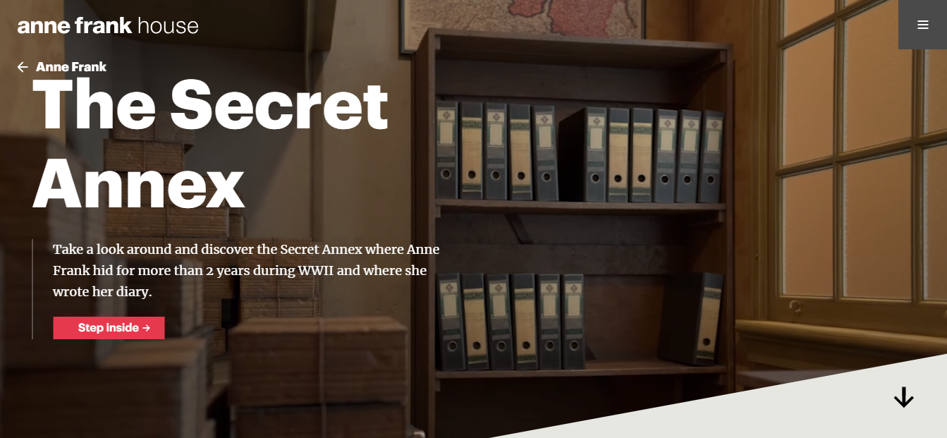 Anne Frank House Secret Annex virtual tour homepage
