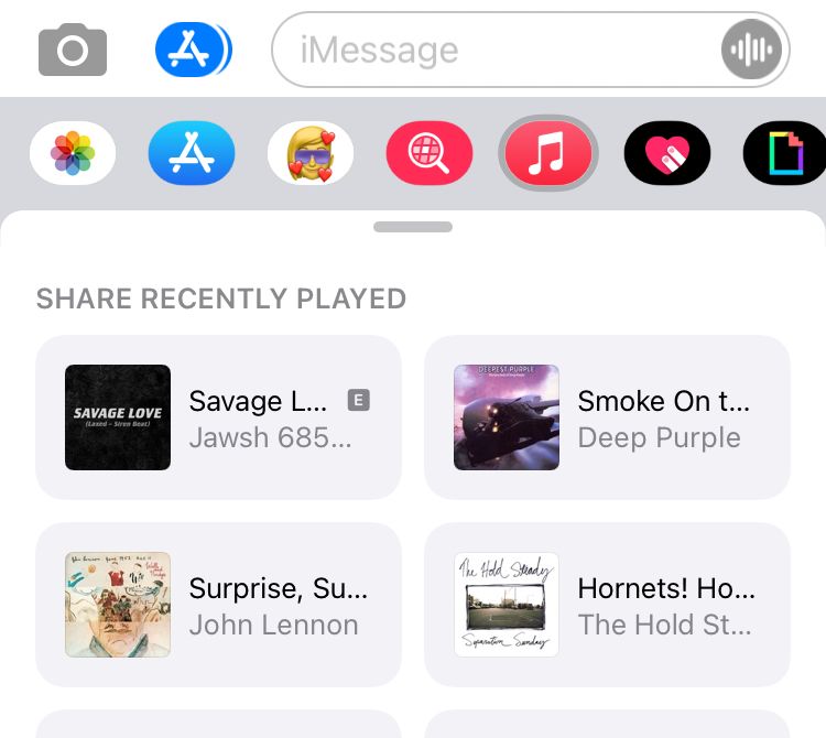 Apple Music iMessage app on iPhone