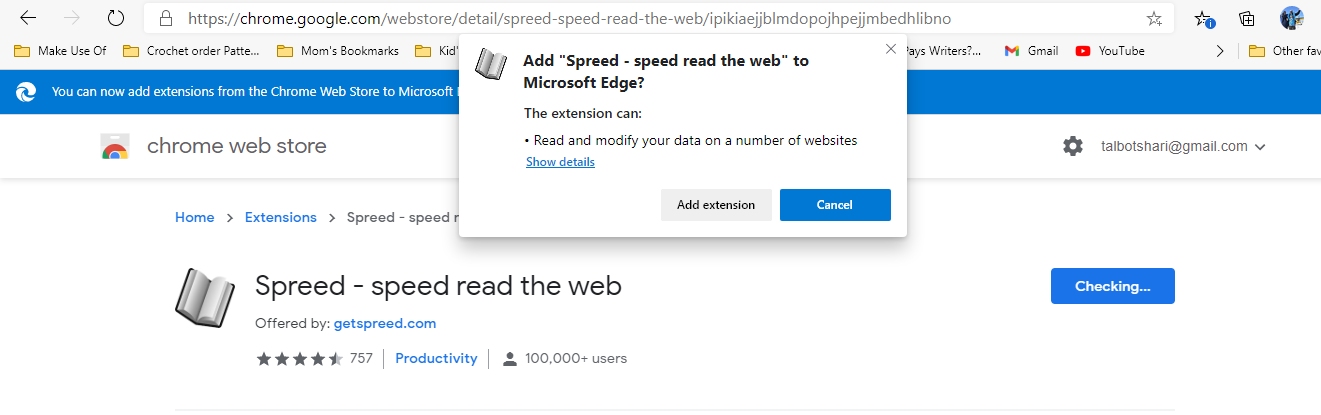 screenshot showing how to get an extension in Edge