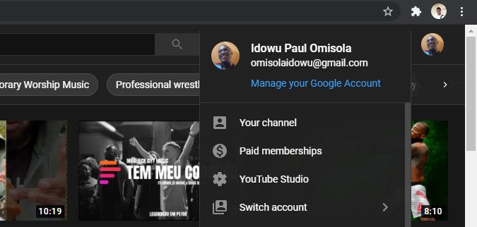 Click on the round icon and select Manage your Google Account