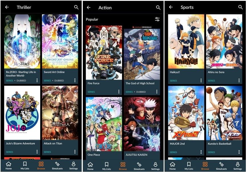 Crunchyroll Android App Examples