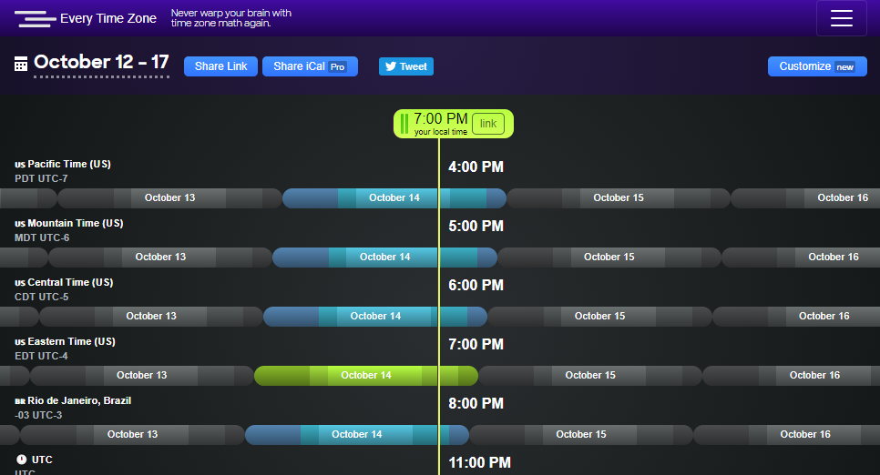 30 wahnsinnig nützliche Websites, die eines Tages nützlich sein werden - Every Time Zone 2020 Screenshot