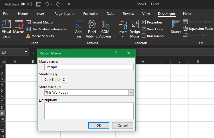 excel macro shortcut keys