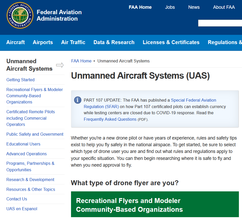 FAA regulations on drone flying