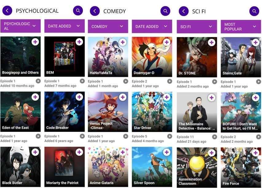 Funimation Android App Examples