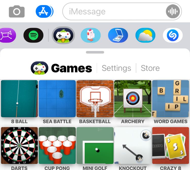 GamePigeon iMessage app on iPhone