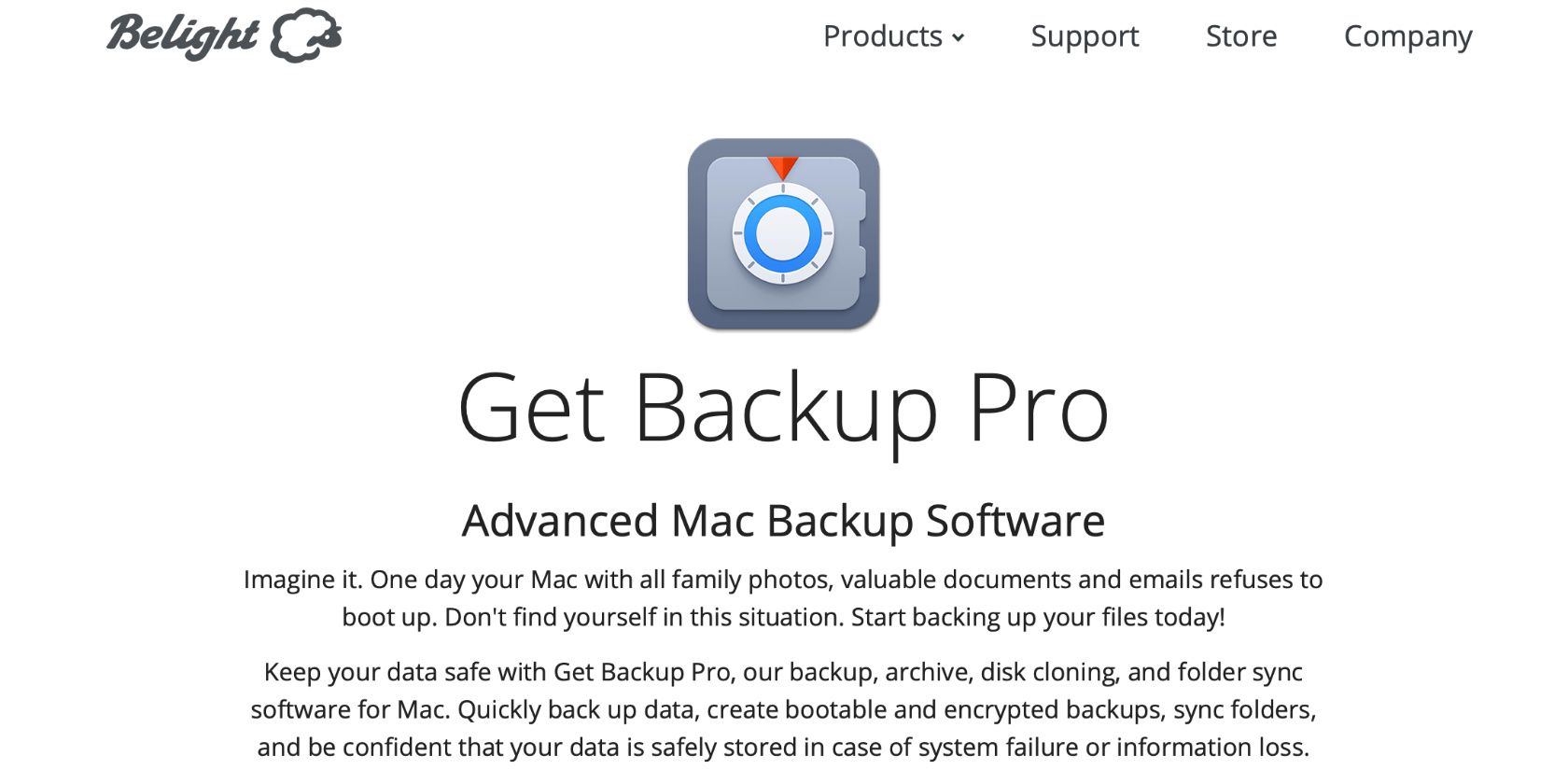 Get Backup Pro website homepage