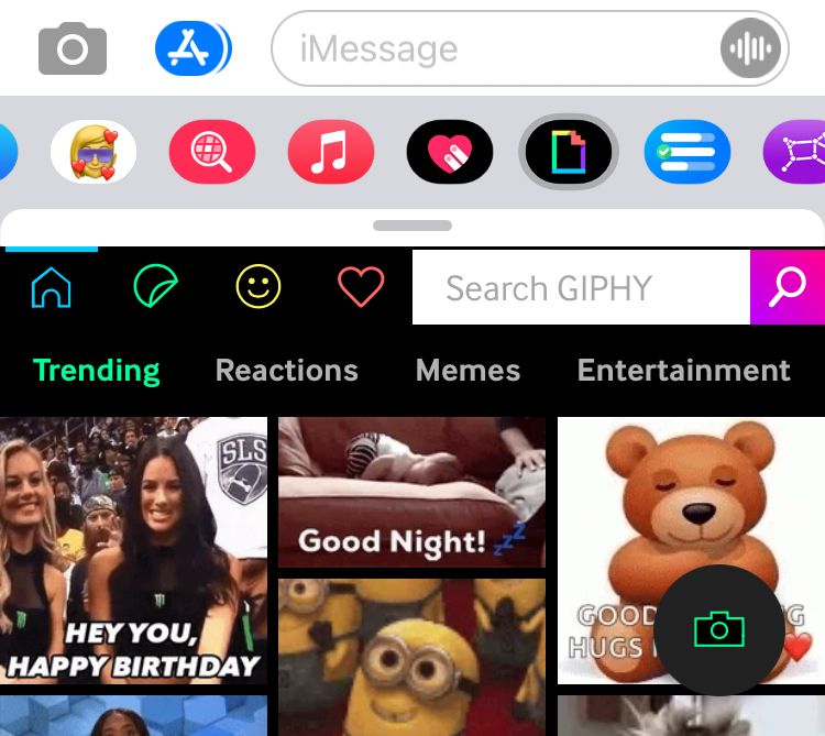 Giphy iMessage app on iPhone
