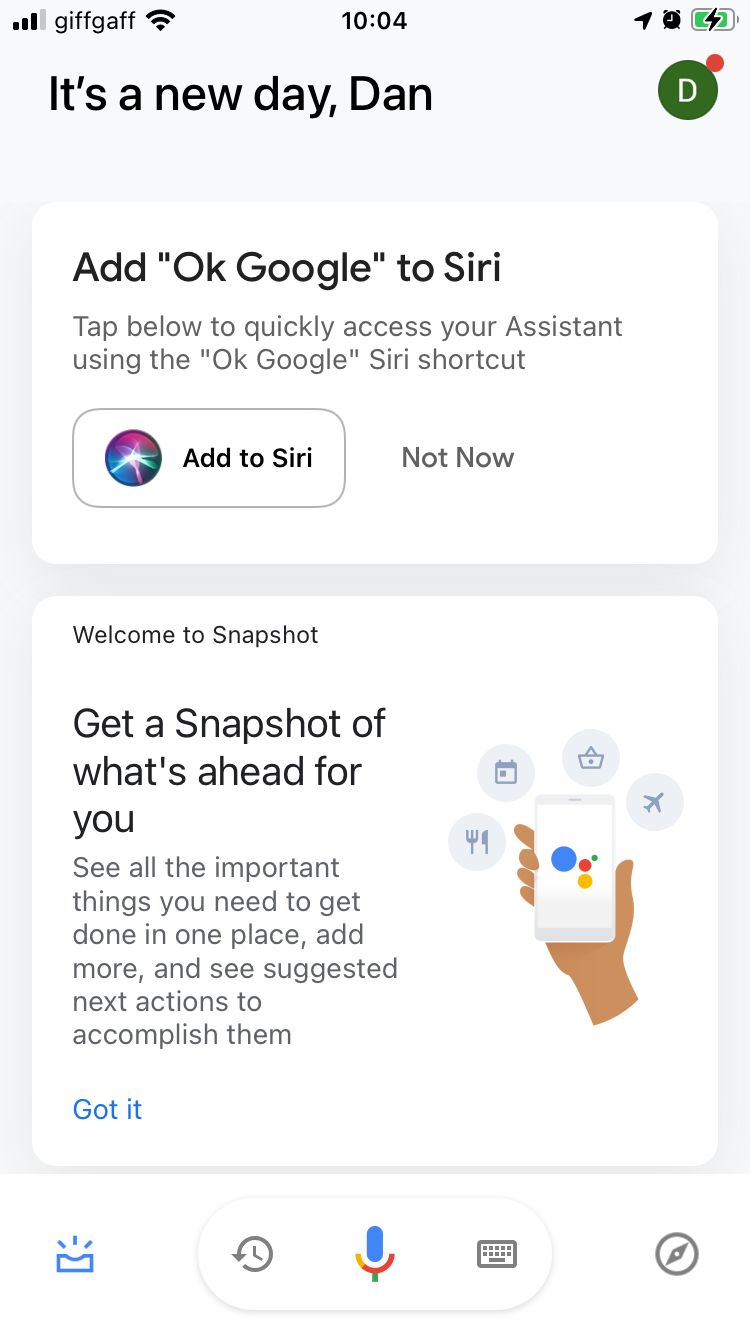 Google Assistant snaptshot of your day