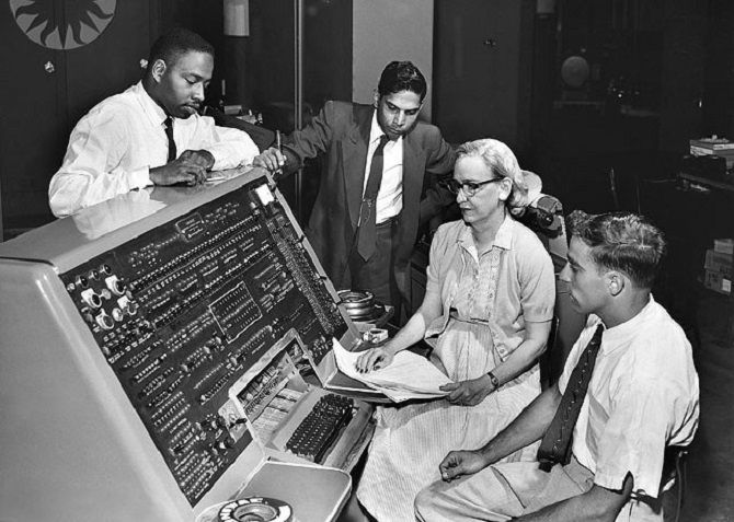 Grace Hopper at a Computer running COBOL