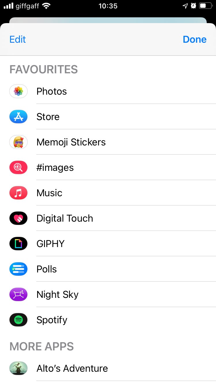More iMessage apps screen