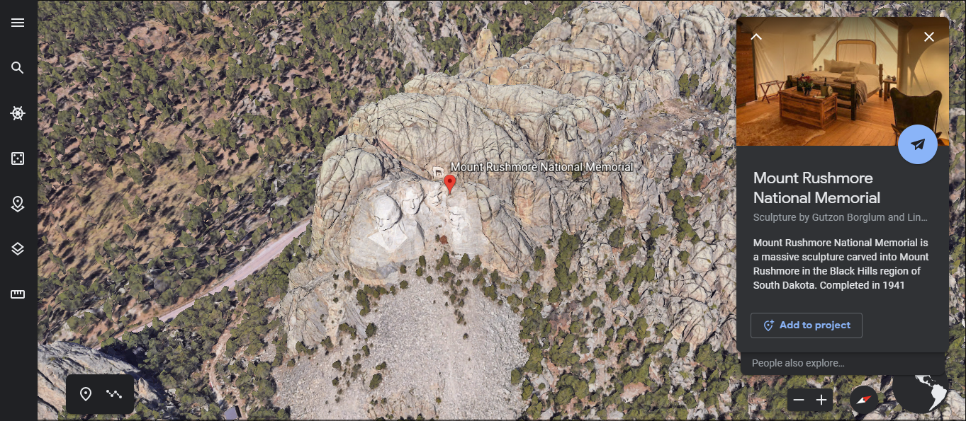 Mount Rushmore virtual tour aerial view