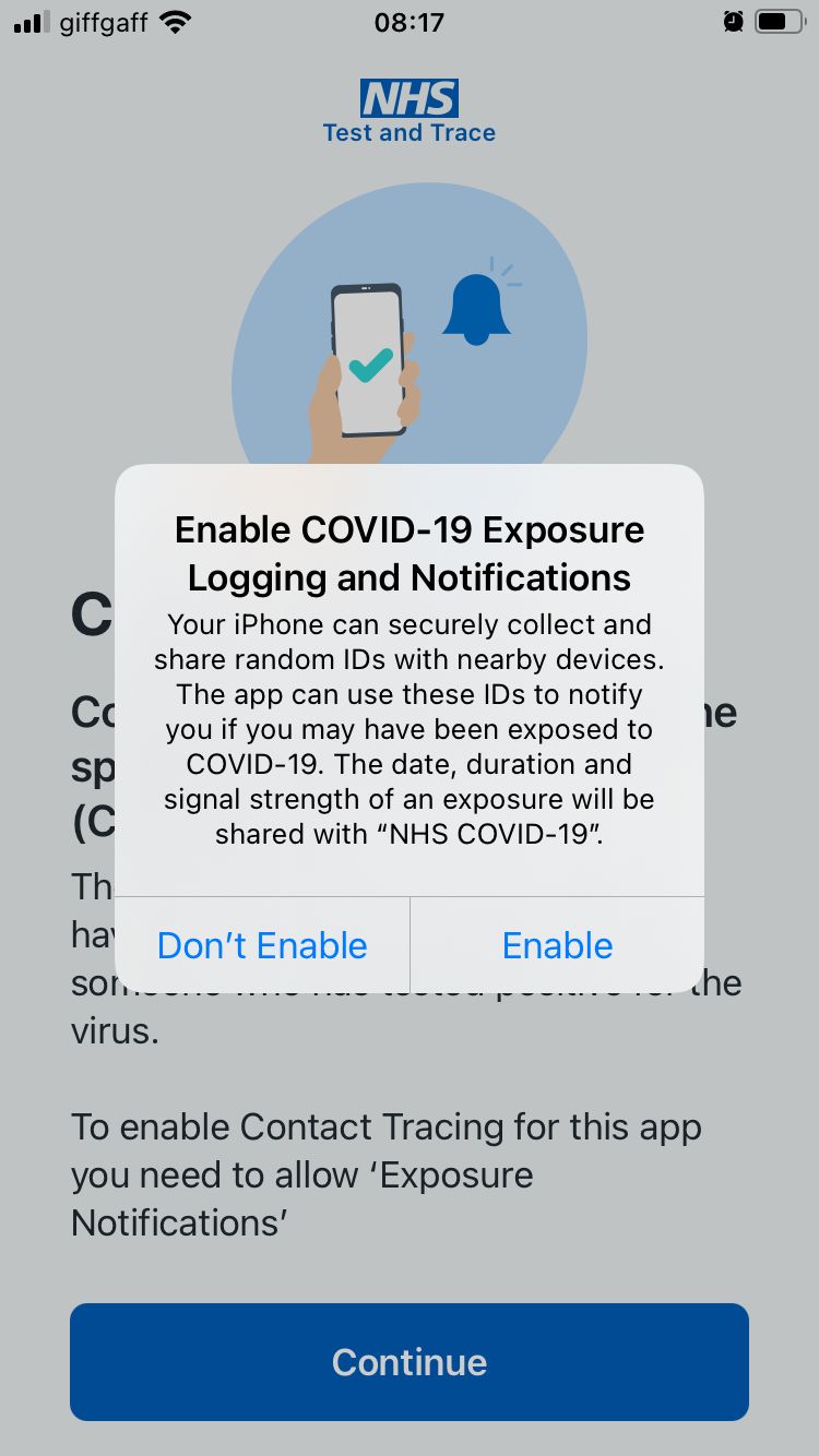 NHS COVID-19 Enable exposure notifications