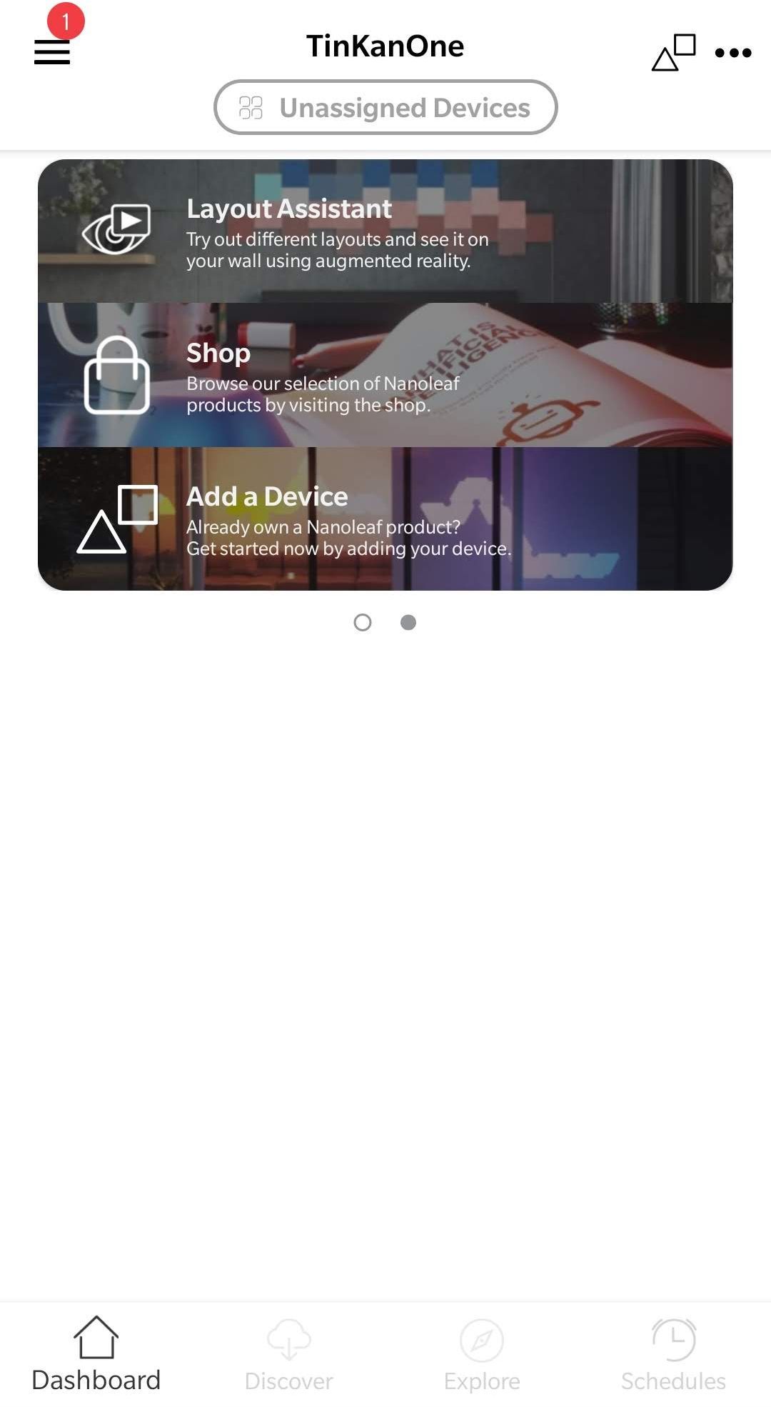 Nanoleaf Smarter Series App Dashboard quick links